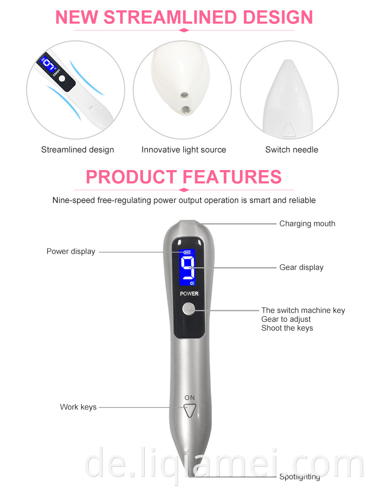 Haushalt Handheld Professionelles Laserplasma Pen Machine Haut Mast Tattoo Entfernung Gerät für Schönheitspersonalversorgung